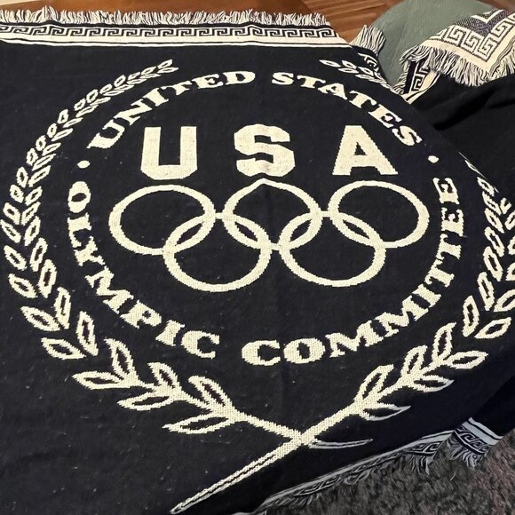 USA blanket United States Olympic Committee throw navy cream white